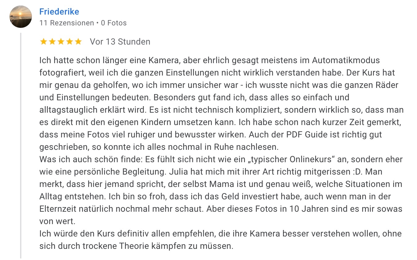Rezension Kamerafotokurs